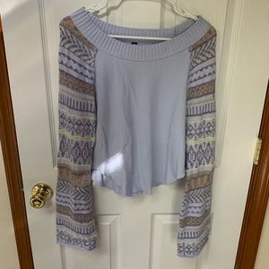 Free People Waffle Top with Flared Sweater Sleeves